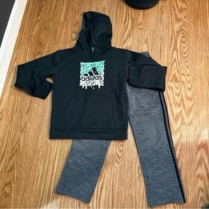 Adidas Black Hoodie with Graphic and Gray Pants